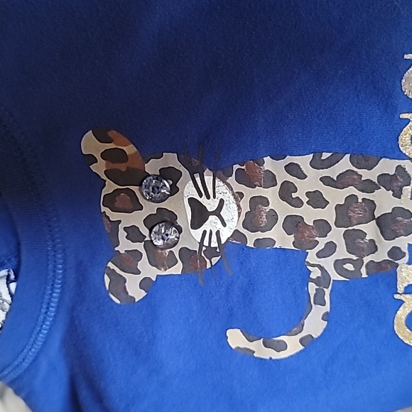 Guess Baby Girl Royal Blue Leopard Long Sleeve & Jean Leggings 12 Months - Picture 3 of 4